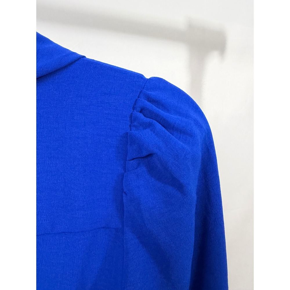 Monteau Los Angeles Royal Blue Wrap Front Romper 3/4 Puff Sleeve Small - Picture 7 of 15